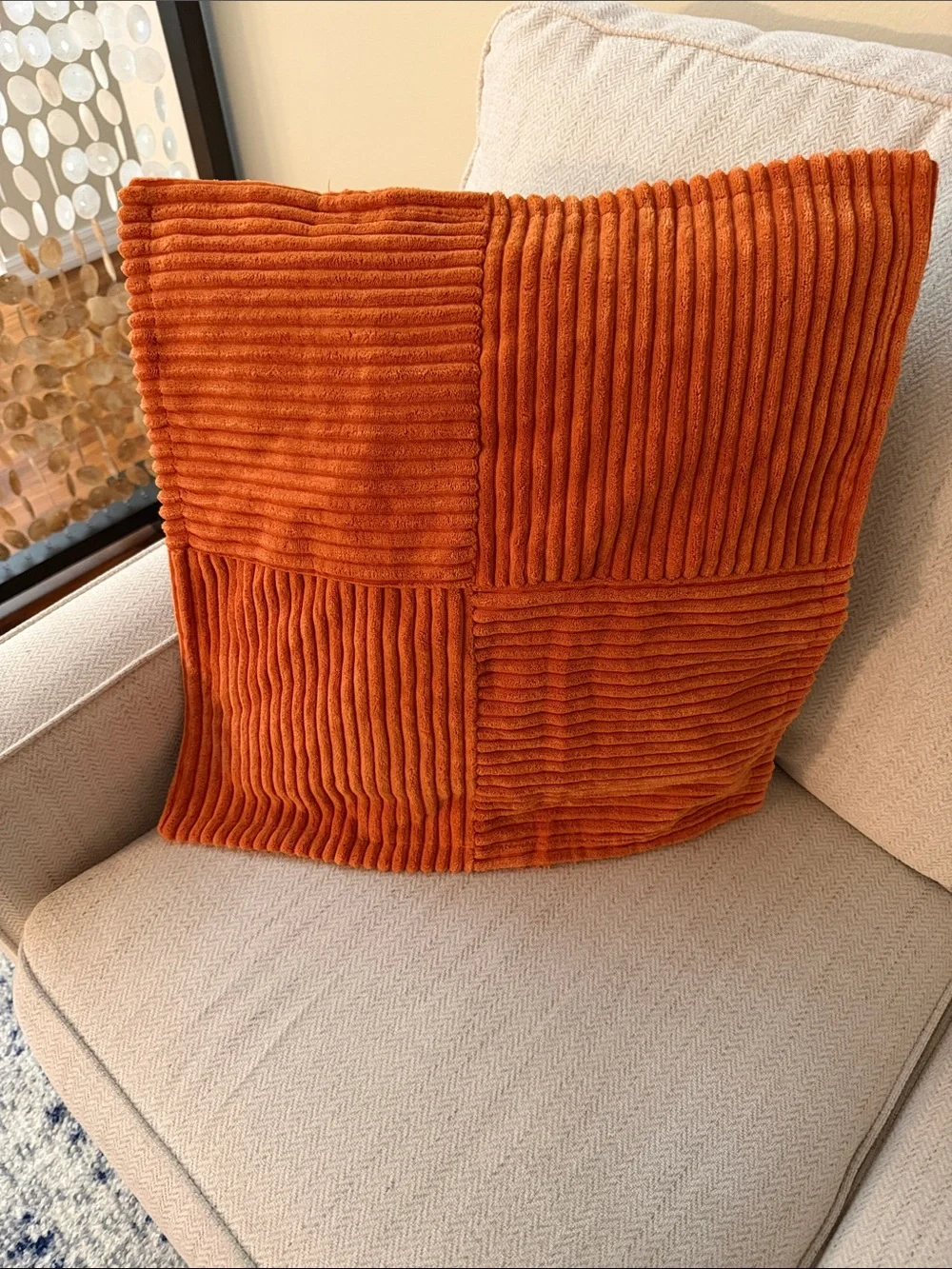 Plush Corduroy Accent Pillow Cover in Burnt Orange, 18” Home Accents